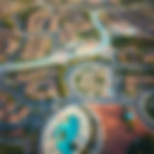 Aerial view of MCC Mirdif showcasing residential areas and green spaces