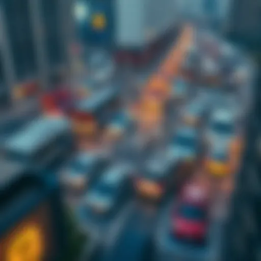 Aerial view of Dubai's bustling streets showcasing parking zones