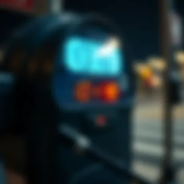 Close-up of a parking meter with digital display