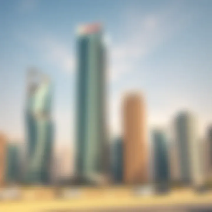 Commercial skyscrapers in Dubai with a vibrant city skyline