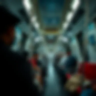 Interior of a Dubai Metro Train Inside a modern Dubai Metro train featuring passengers