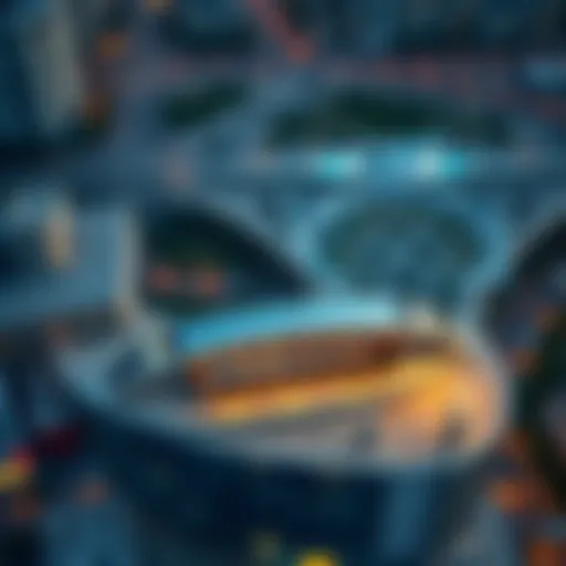 Aerial view showcasing the Red Line Metro Station and its surroundings