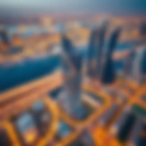 Aerial view showcasing Regus Marina Gate amidst Dubai's skyline