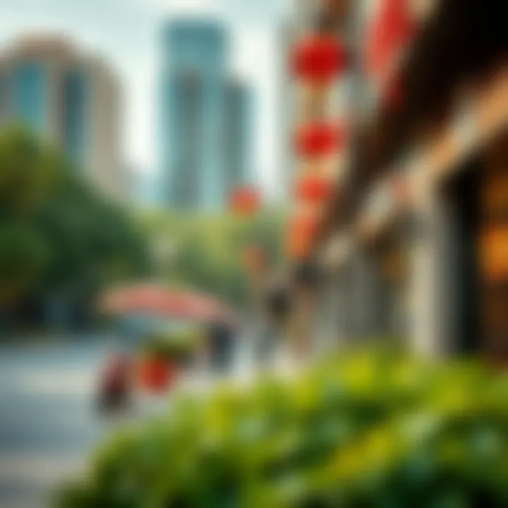 Overview of local amenities including shops and parks in China Cluster