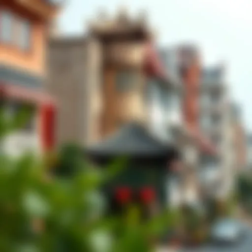 A scenic view of the China Cluster in International City showcasing architectural diversity