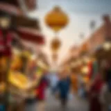 Vibrant marketplace bustling with activity