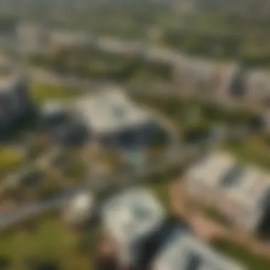 Aerial View of دار الوصل Aerial view of دار الوصل showcasing modern architecture and lush greenery