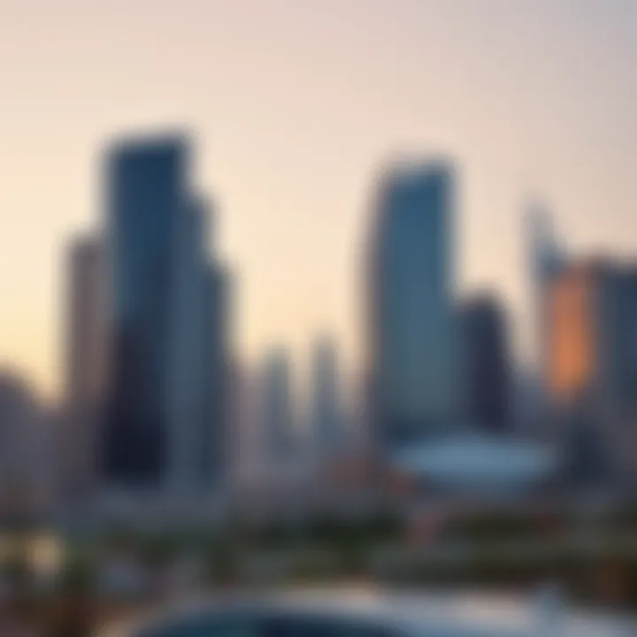 A modern skyline of Dubai with a focus on commercial real estate