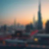 Luxurious Dubai skyline at sunset