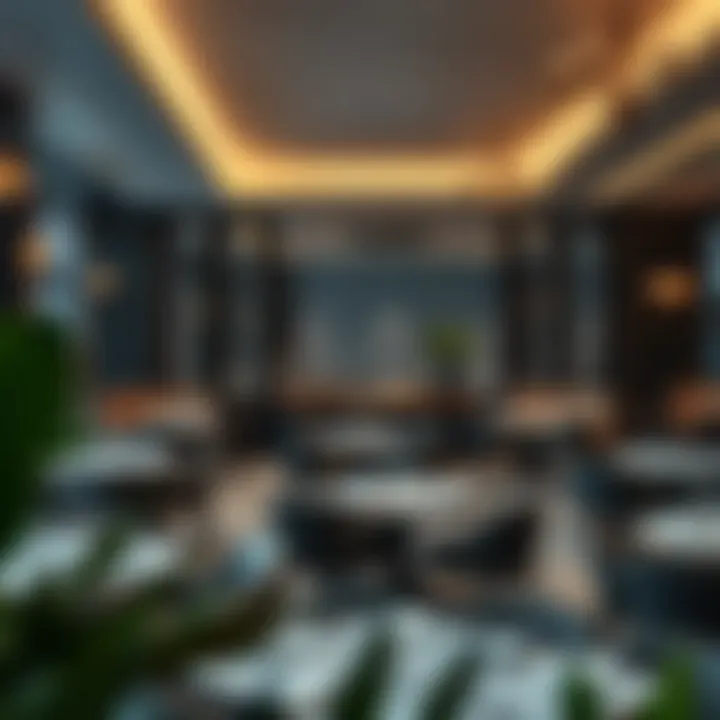 Elegant dining area showcasing luxurious restaurant interiors