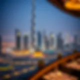 Stunning view of Dubai skyline with a restaurant in focus