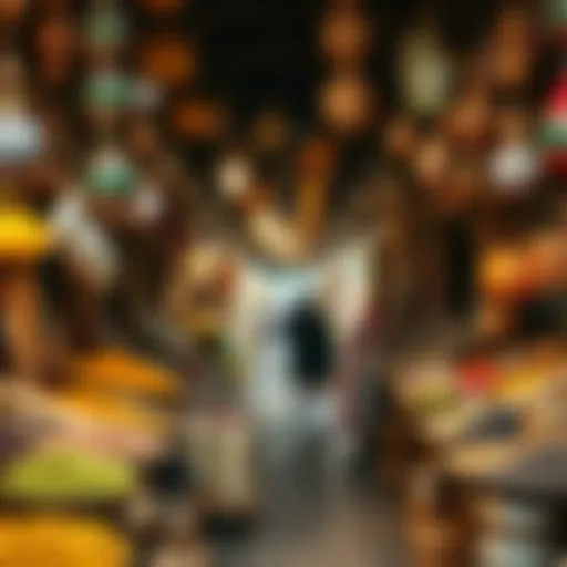 Vibrant market scene showcasing traditional Emirati goods