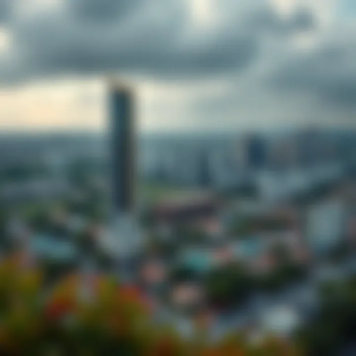 Panoramic shot of the surrounding community and its integration with Maze Tower