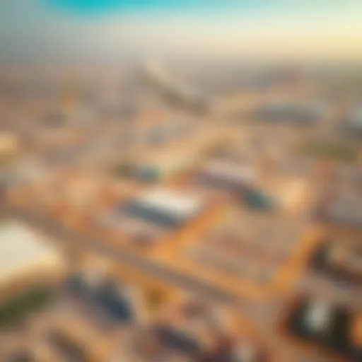 Aerial view of warehouse facilities in Mussafah highlighting industrial zones.