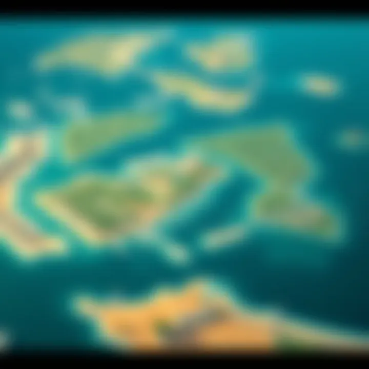 Map highlighting the geographical layout of the World Islands project