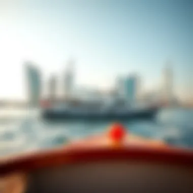 A Scenic View of the Ferry on its Journey Ferry Navigating the Waters Between Sharjah and Dubai