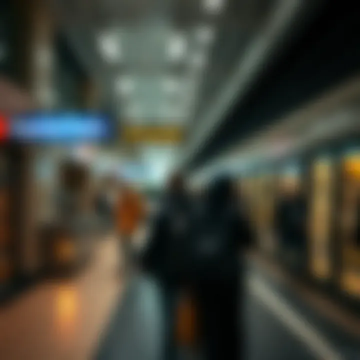 Commuters utilizing the Financial Centre Metro Station during peak hours