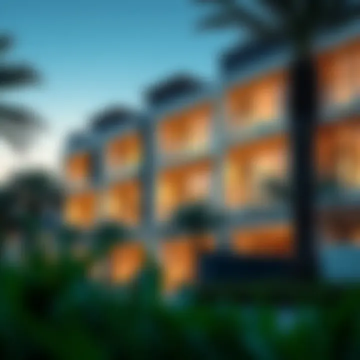 Modern residential building in Dubai highlighting architectural design