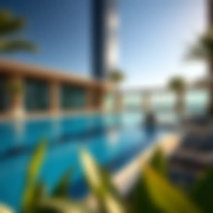 Exclusive amenities at Goldcrest Executive, including a rooftop pool and fitness center