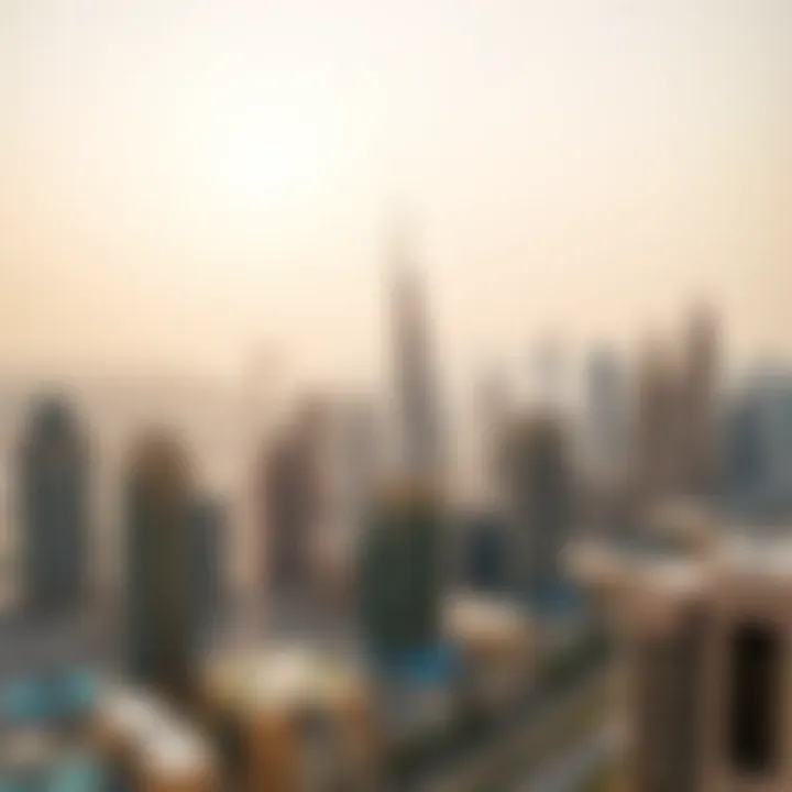 Panoramic view from Goldcrest Executive highlighting Dubai's skyline