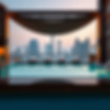 An inviting hotel rooftop pool with city views.