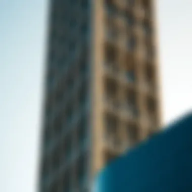 Architectural details of Indigo Icon Tower's facade