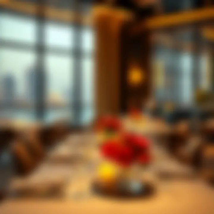 Elegant fine dining setup with ambient lighting and exquisite table arrangement.