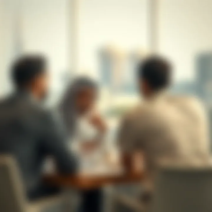 Business meeting scene depicting investment discussions in Jebel Ali