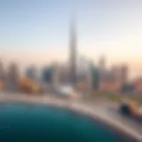 Stunning skyline view of Dubai with Burj Khalifa