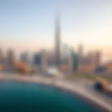 Dubai's Iconic Skyline Stunning skyline view of Dubai with Burj Khalifa