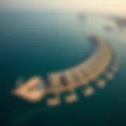 Stunning aerial view of Palm Jumeirah showcasing its unique crescent shape and luxury villas