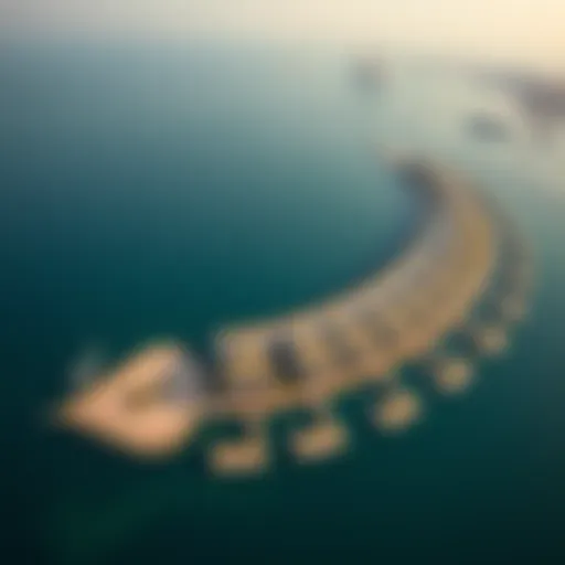 Stunning aerial view of Palm Jumeirah showcasing its unique crescent shape and luxury villas
