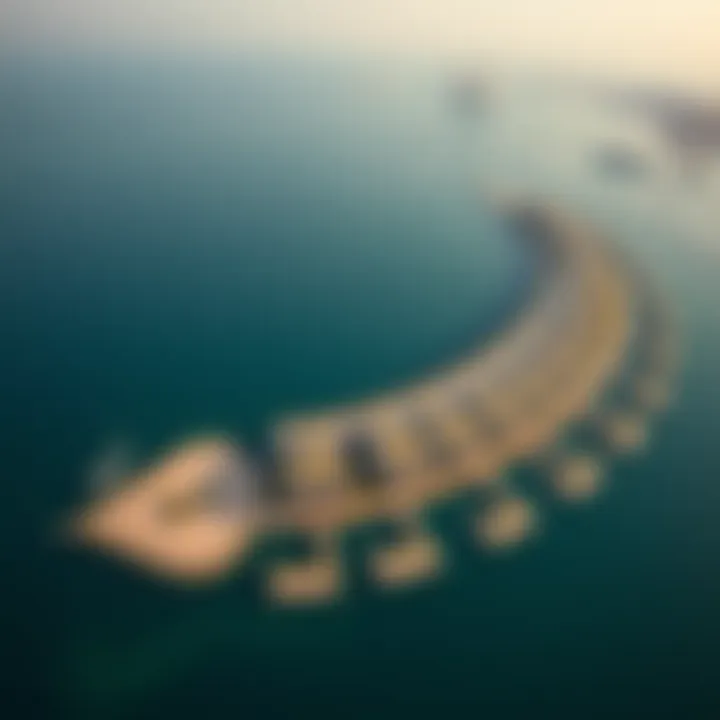 Stunning aerial view of Palm Jumeirah showcasing its unique crescent shape and luxury villas