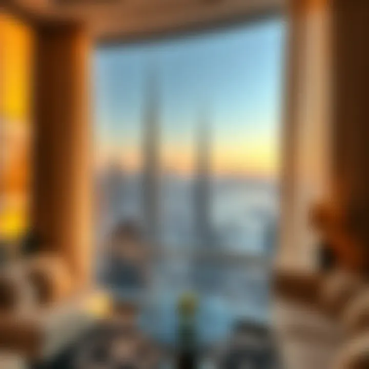 Panoramic view of Dubai skyline from a luxury apartment