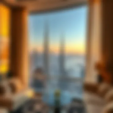 Breathtaking Skyline Views Panoramic view of Dubai skyline from a luxury apartment