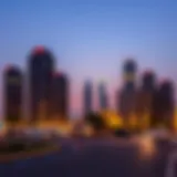 Stunning view of Mashreq Elite Developments skyline at dusk
