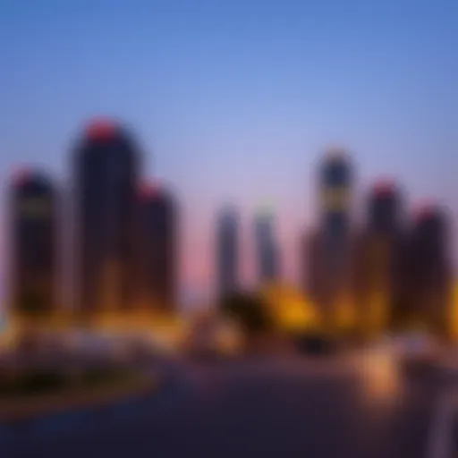 Stunning view of Mashreq Elite Developments skyline at dusk