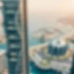 Aerial view of Merano Tower showcasing its architectural design in Business Bay