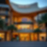 Exterior view of Mercato Mall showcasing its unique architectural design
