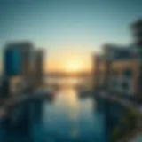 Stunning view of Monte Carlo Lagoons encompassing serene waters and modern architecture
