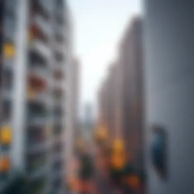 Modern apartment buildings with balconies offering a view of the community