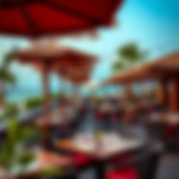 Amenities and dining options along La Mer Beach