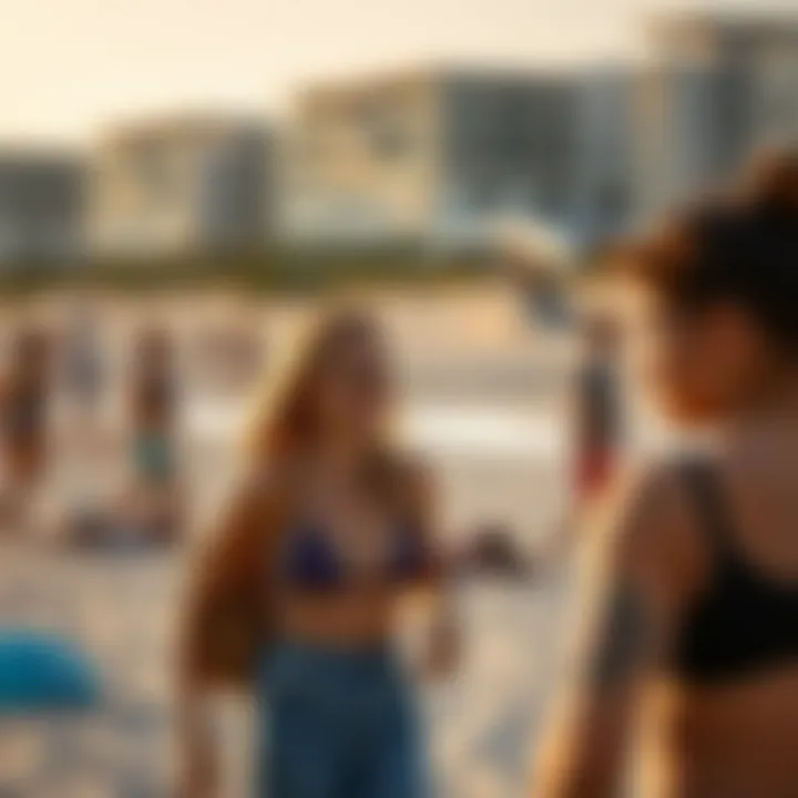 Visitors enjoying recreational activities at La Mer Beach