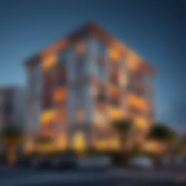 Stunning exterior view of Noor Apartments highlighting architectural features
