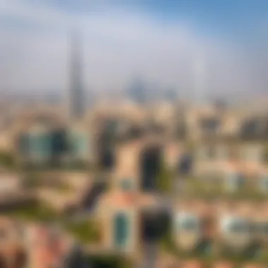Aerial View of Dubai's Residential Areas Aerial view of Dubai skyline showcasing residential areas