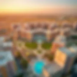 Aerial view of Sahara Meadows II showcasing its modern architecture