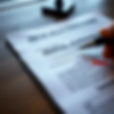 A close-up of a rental agreement document with a pen