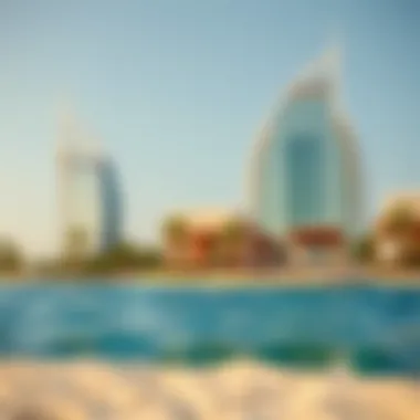 Stunning view of Sofitel The Palm Apartments with beach in foreground