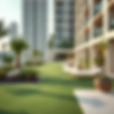 Amenities area featuring landscaping and leisure spaces at Sunrise Building