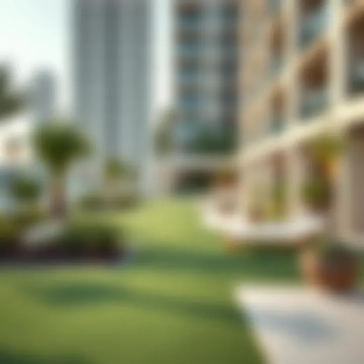 Amenities area featuring landscaping and leisure spaces at Sunrise Building